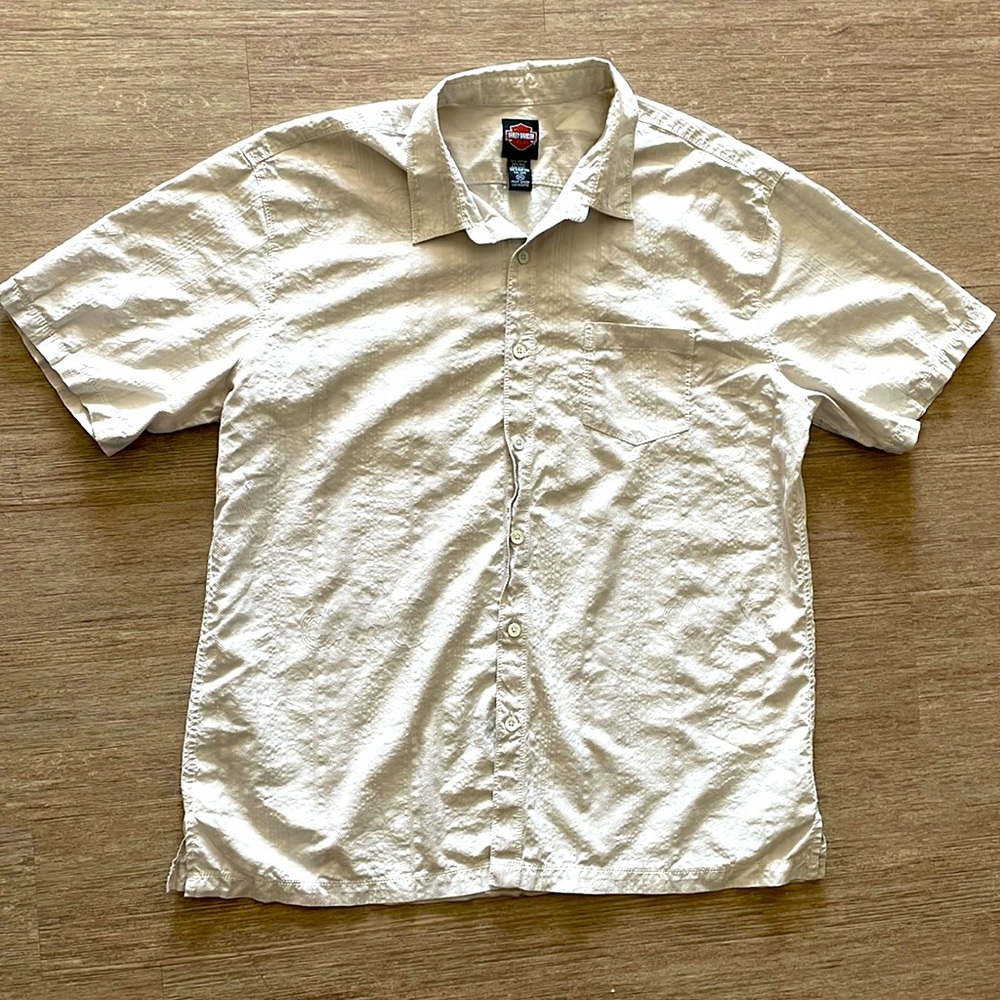 Harley Davidson Short Sleeve Button Down with Intricate Design - Size 3XL